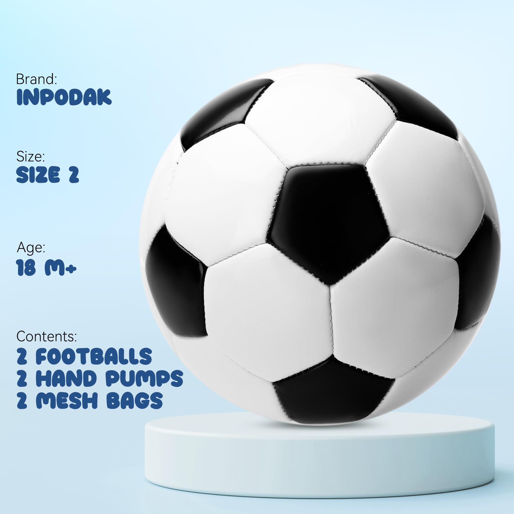 INPODAK 2 Pack Size 2 Football Toddler Footballs for kids age 1-6 Classic Soccer Ball with pump Small Garden Game Ball Indoor Outdoor Football Gifts for Boys Girls - Image 2