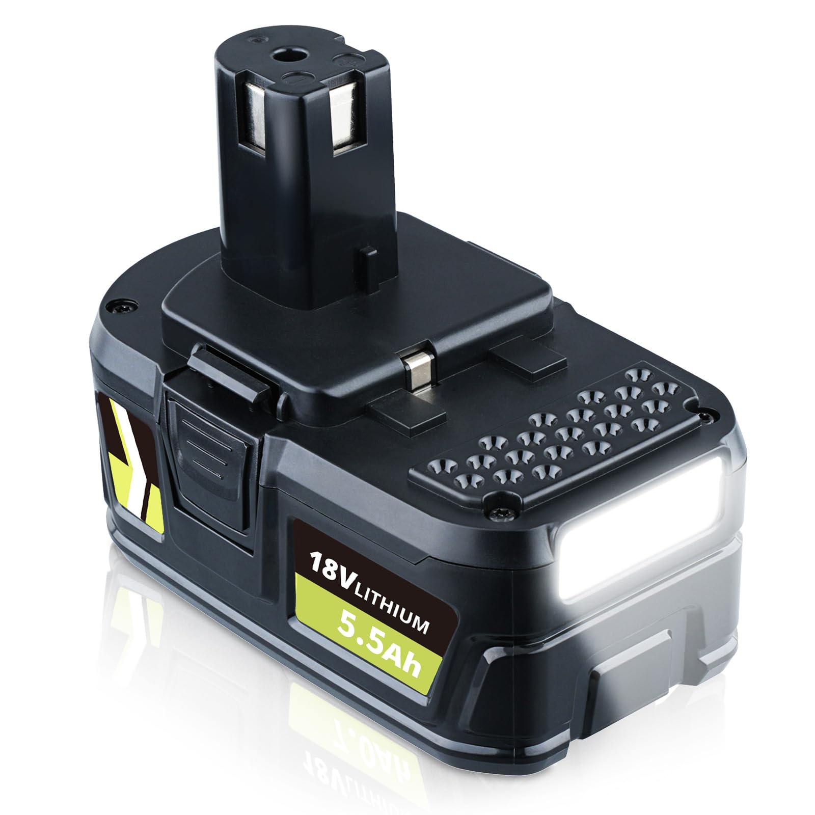 18V 5500mAh Lithium Ion Replacement for Ryobi Battery, Compatible with Ryobi P108 P102 P103 P104 P105 P107 109 P122 RB18L50 RB18L40 RB18L25 with LED Indicator for Cordless Power Tools
