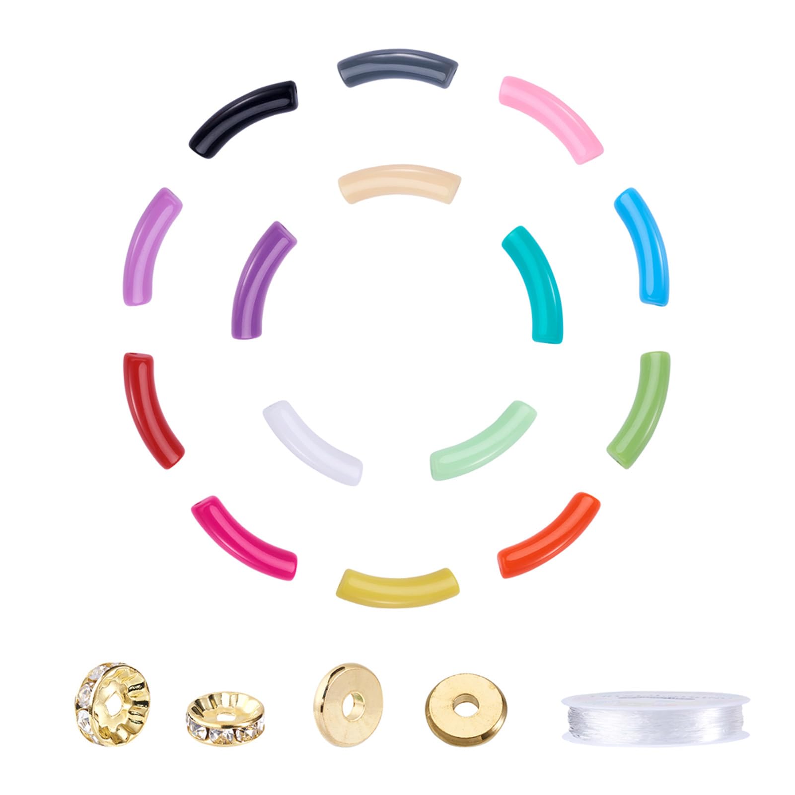 Craftdady 10 Cuentas De Tubo Curvadas Acrílicas De 36 Mm, Con Agujero Grande, Piedras Preciosas De Imitación, Espaciadores Para Fabricación De Pulseras Gruesas, Color Blanco