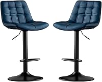 Vista 9 de Juego de 2 taburetes giratorios de cuero con altura ajustable y pies para cocina, comedor y elegantes sillas de bar Verdes.