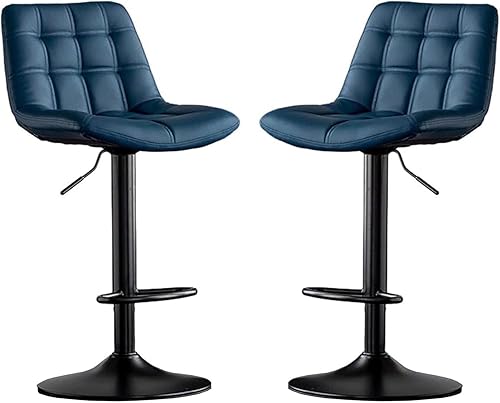 Juego de 2 taburetes giratorios de cuero con altura ajustable y pies para cocina, comedor y elegantes sillas de bar Verdes.