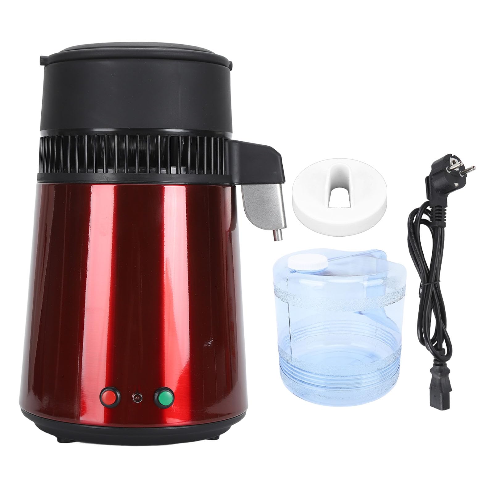 Fdit Destilador de Agua Portátil de 4L, Máquina de Destilación Automática de Acero Inoxidable con Apagado Automático por Sobrecalentamiento para Hogar, Laboratorio, Cocina (Enchufe europeo 220V)