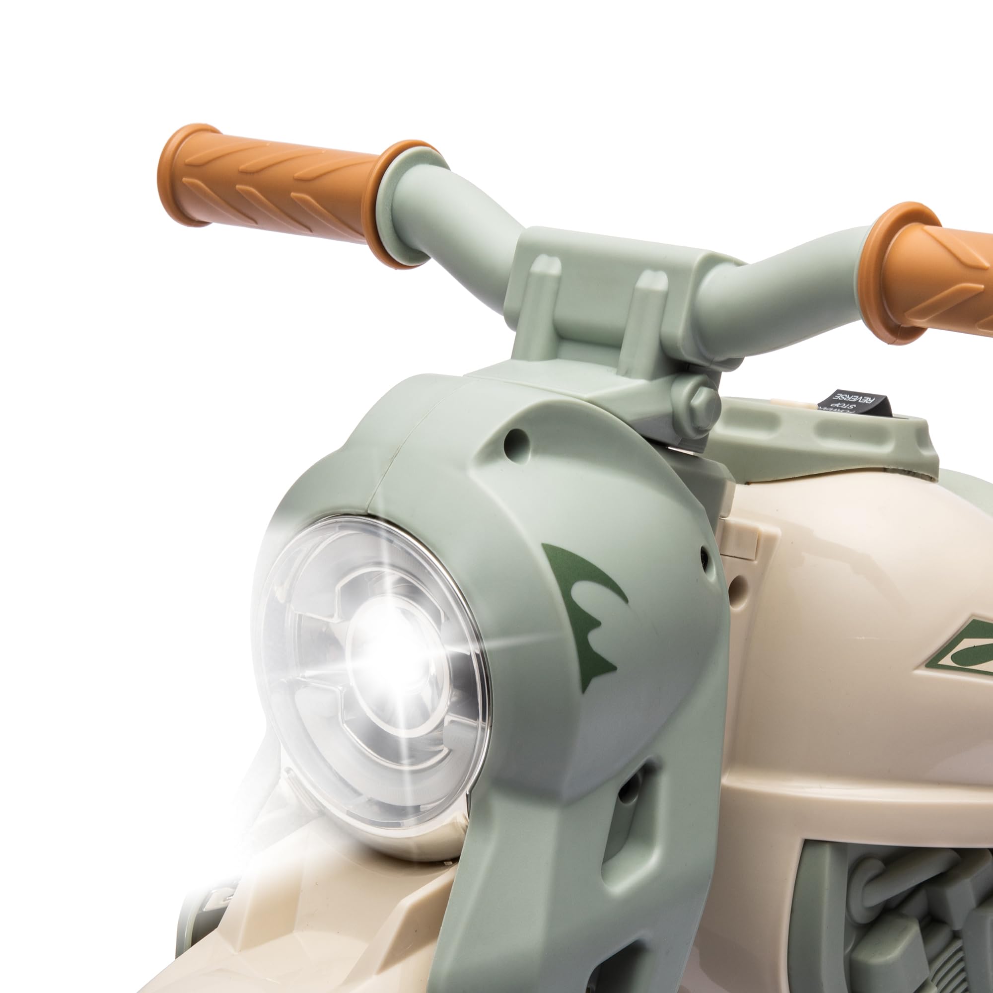 Moto elettrica per bambini AIYAPLAY, moto per bambini da 6V con musica, bolle di sapone, veicolo per bambini con faro, 2,5-3 km/h, per bambini da 2 a 5 anni, max. 30 kg, bianco crema