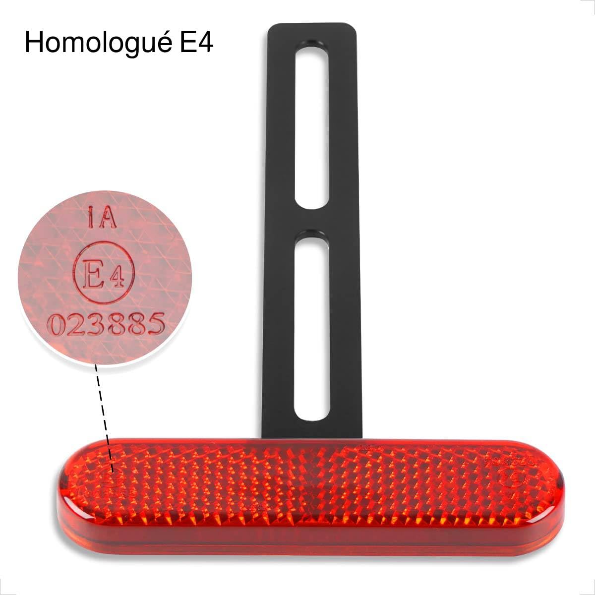 Vidacharmy 4 Disques Réflecteurs Moto E4 Rouge - Auto-adhésifs, 90x35x9mm - Pour Sécurité Arrière Et Latérale