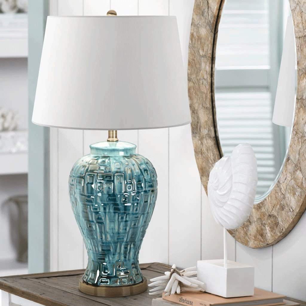 Ceramiczna lampa stołowa Nowoczesna śródziemnomorska prosta niebieska lampa stołowa do salonu sypialniana