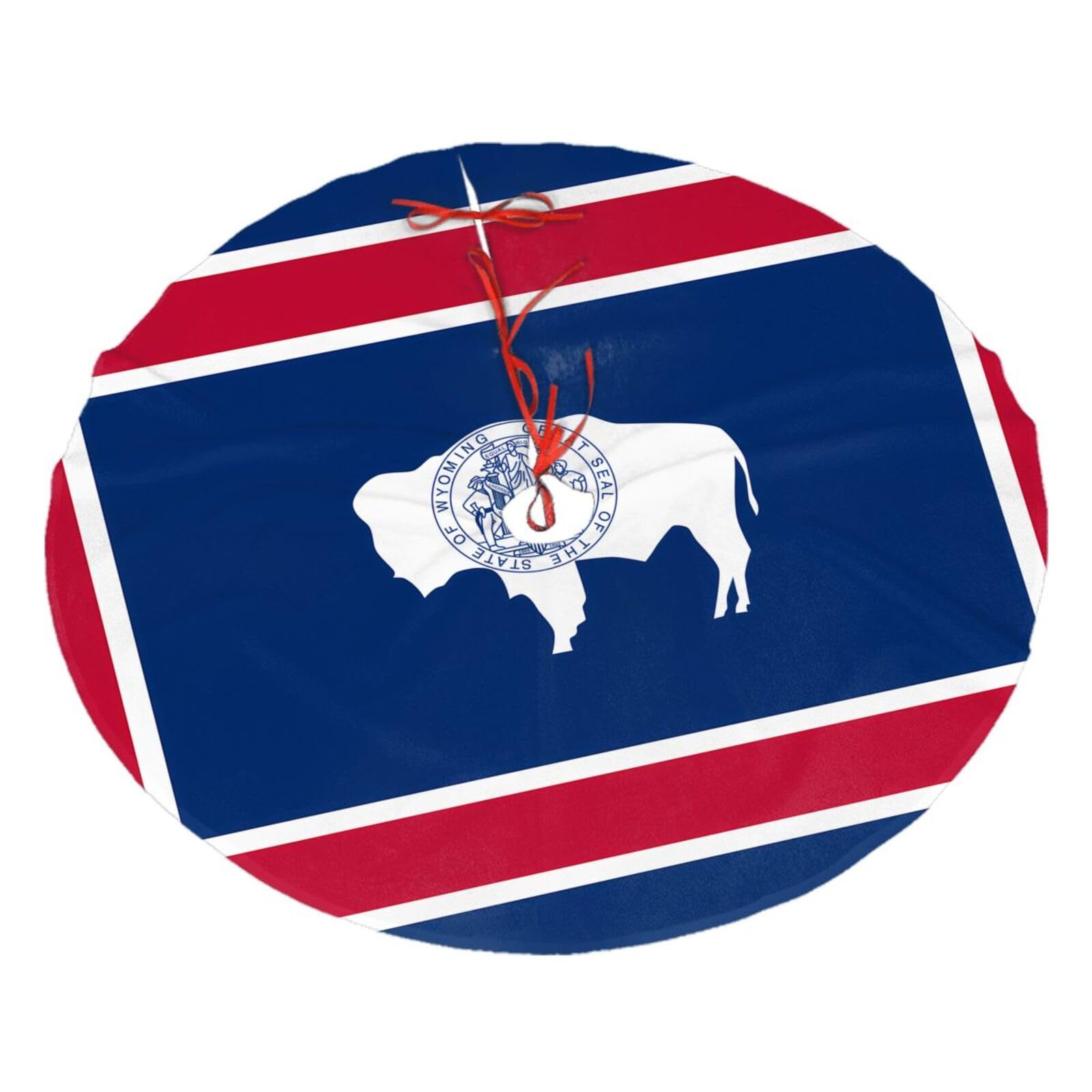 Wyoming State Flag Printed Christmas Tree Skirt Christmas Plush Tree Skirt 36 inches (about91 cm) ChristmasIndoor and Outdoor