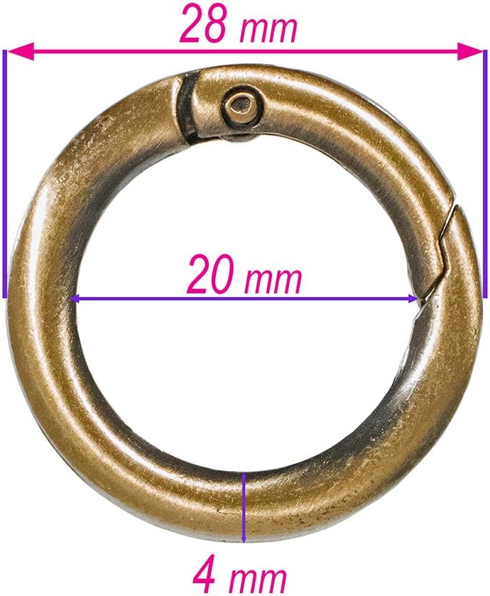 Craft County 3/4 Inch Metal Spring Gate O-Rings – for Jewelry Making, Purse Crafts, and Apparel Design (Bronze, 2 Pack)