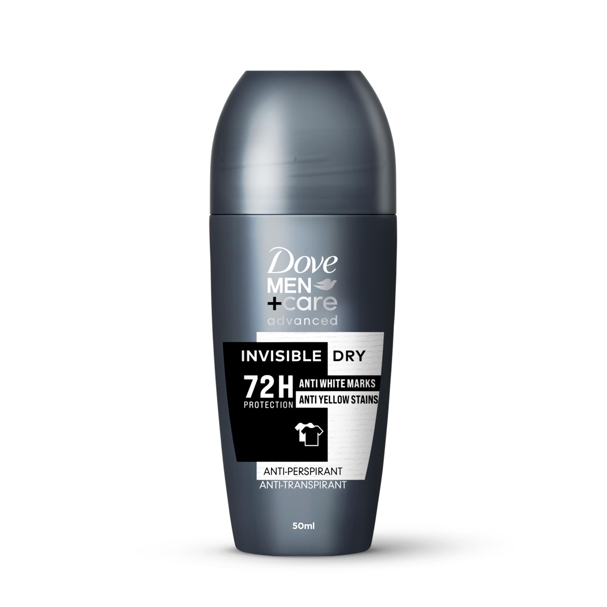Advanced Antiperspirant Roll-On Deodorant, Invisible Dry, Moisturizer & 72H Protection, Anti-White Marks and Yellow Stains, 50ml