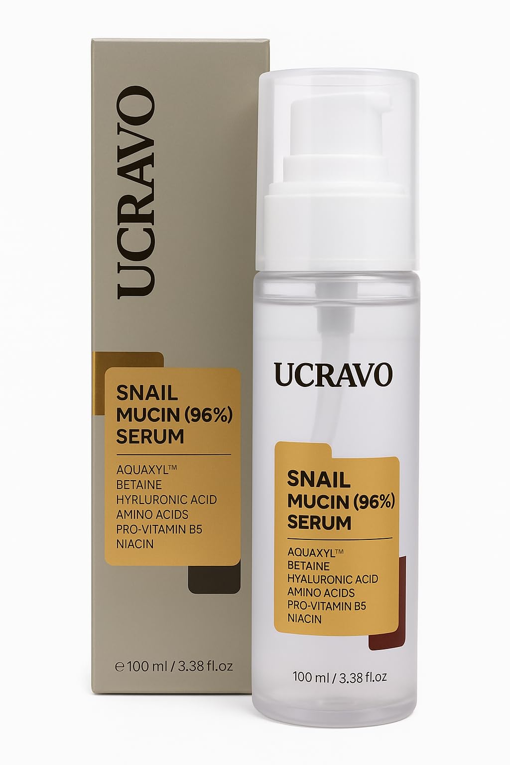 UCRAVO Advanced Snail 96 Mucin Power Repairing Essence, Lightweight Facial Essence with Snail Mucin for Daily Skincare Routine, Suitable for All Skin Types, Hydrating and Soothing Formula(110ml.)