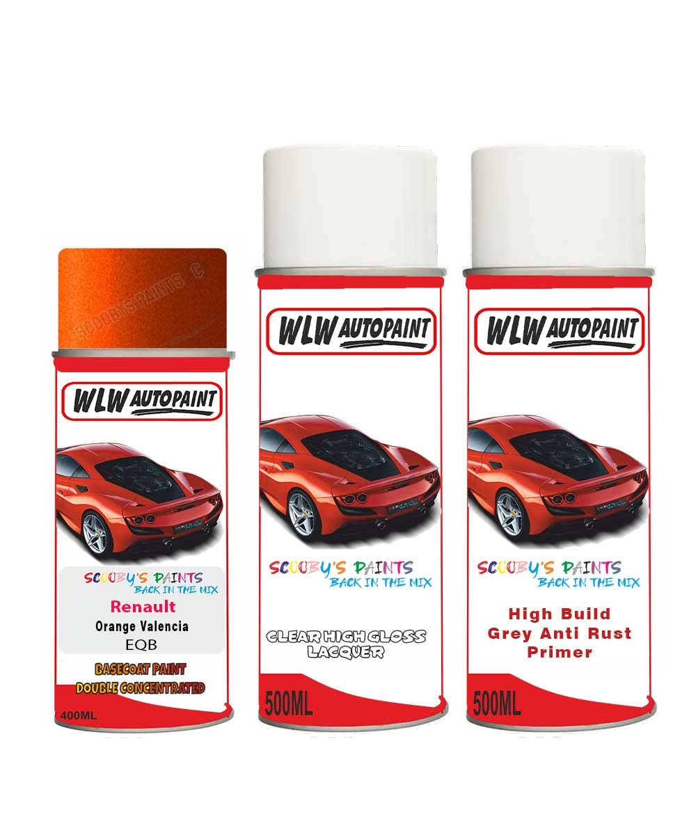 SCOOBYS PAINTS BACK IN THE MIX Aerosol Spray Paint For Renault Clio Orange Valencia 2017-2019 Primer Undercoat With Lacquer