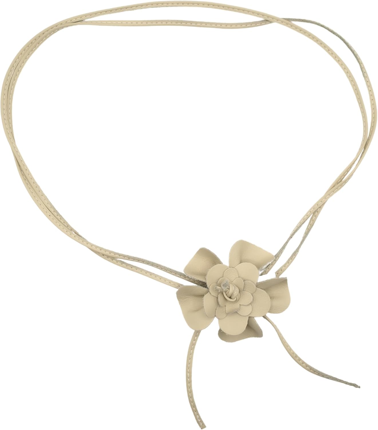 Binding Belt Flower Leather Strap with Genuine Leather Blossom