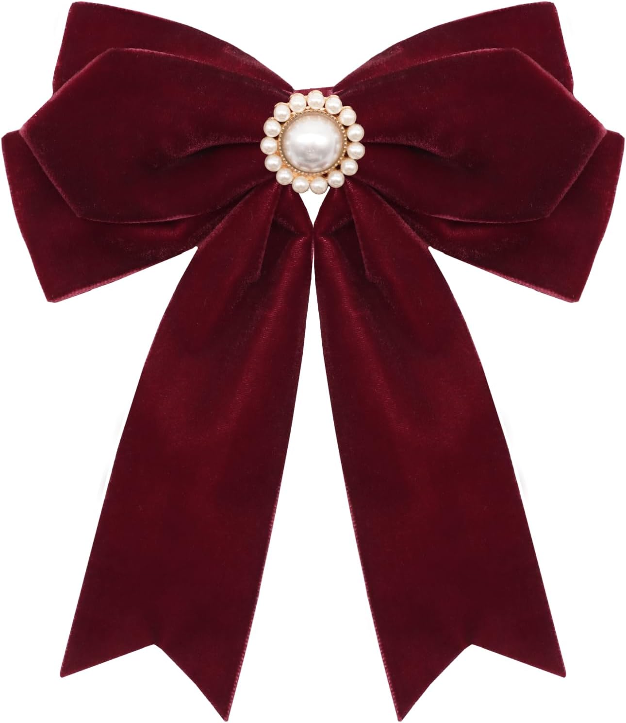 Velvet Womens Bow Tie, Pre Tied Bow Ties for Women with Pearls Solid Color Bowtie for Party