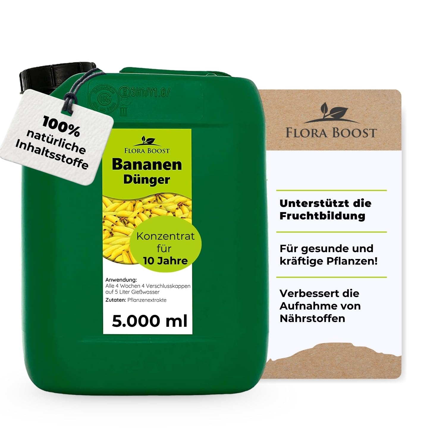 Flora Boost Bananen Dnger Flora Boost 5000ml I Fr bis zu 1000L Giewasser  I Obstbaum Dnger fr Bananenpflanze I Flssiger Blatt- & Wurzeldnger I  100% natrlicher Pflanzendnger : Amazon.de: Garten
