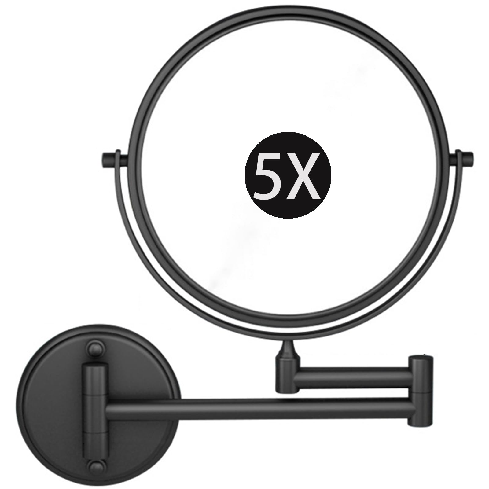 SXFSDOU 8" Wall Mounted Makeup Mirror with Magnification, Double Sided Magnifying Mirror, 360° Swivel Shaving Vanity for Bathroom,Black,5X
