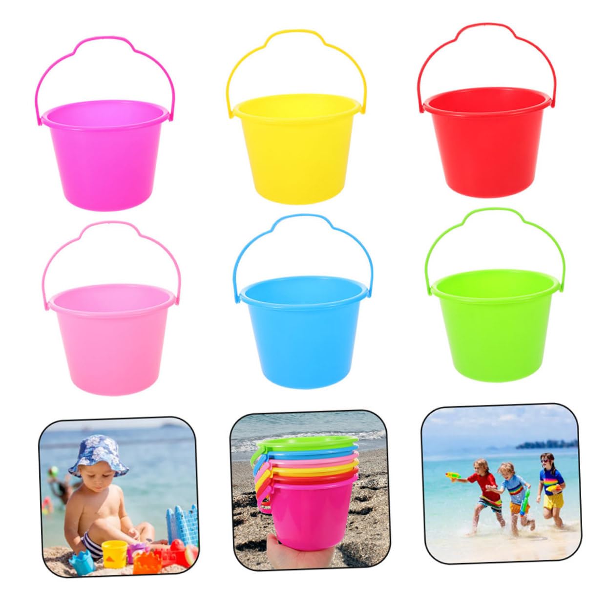 Secchiello per Sabbia Ragazzo Ragazza 12 Pezzi in Abs Giocattolo Mare | Festa Estiva, Accessori per Spiaggia, Uso Versatile in Giardino e Spiaggia