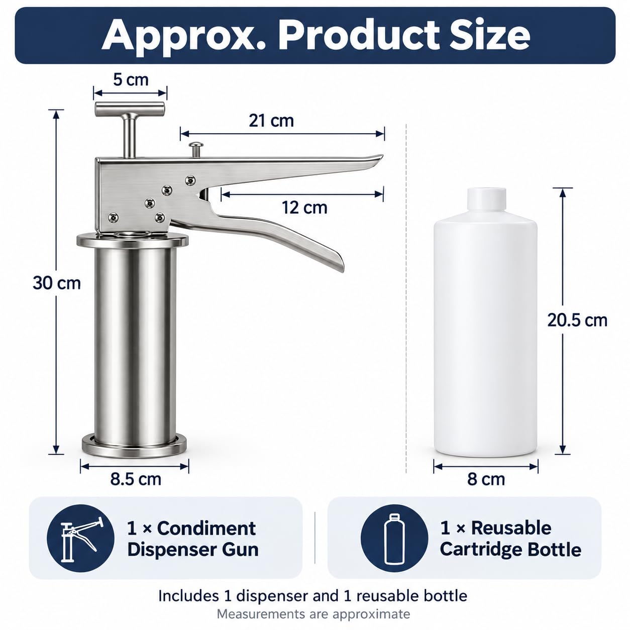 Pistolet distributeur de sauce en acier inoxydable manuel