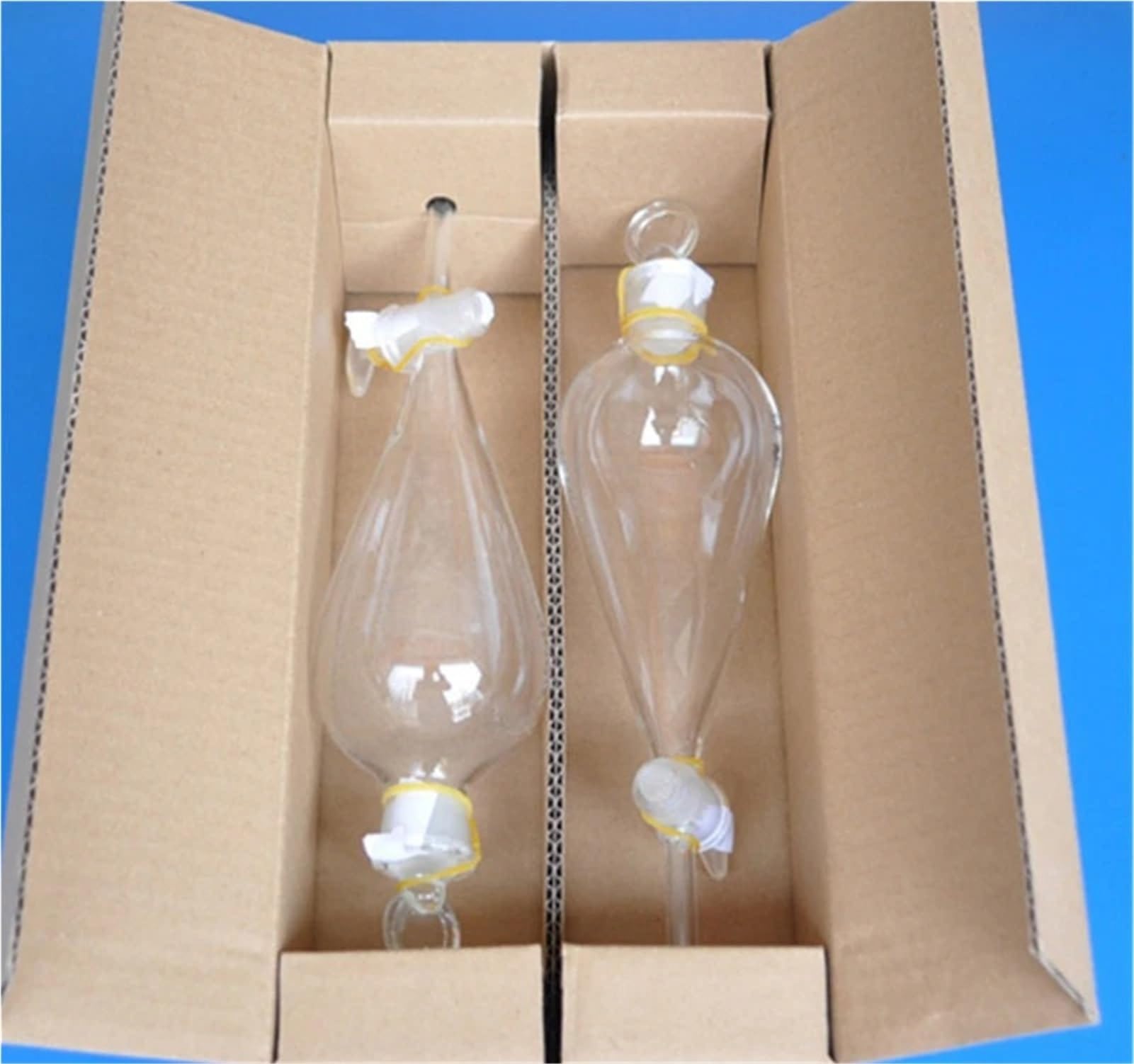 2 sztuki/opakowanie 1000 ml szklany lejek oddzielający ze szklanym korkiem śruba kran separator lejek laboratoryjny szkło