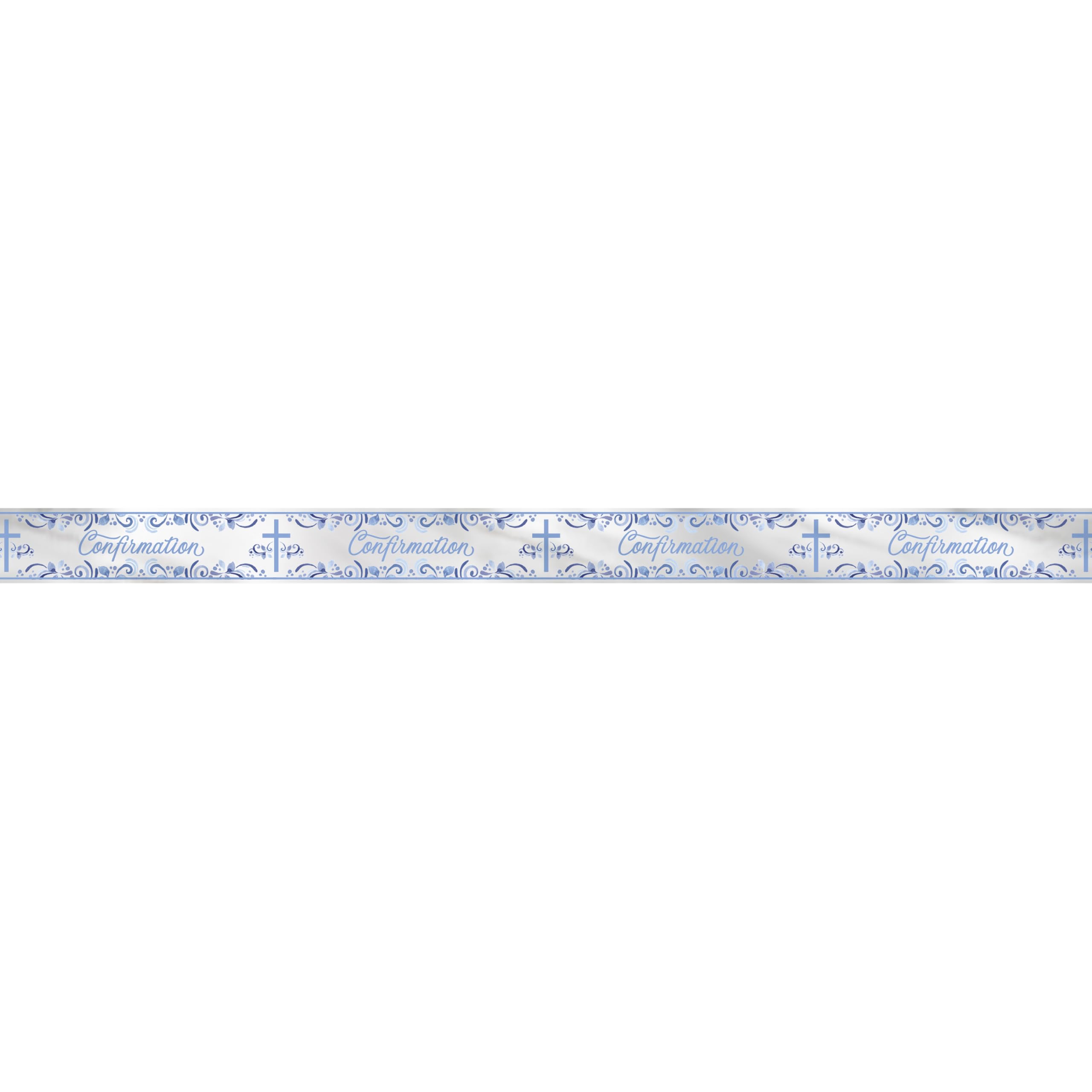 Unique 82095 Foil Confirmation Banner-2.74 m-Blue Holy Cross Religious Party-1 Count (Pack of 1)