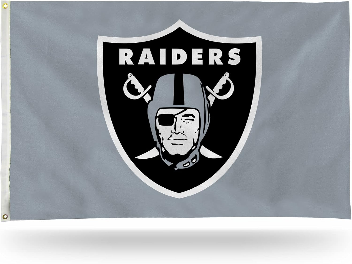 Rico Industries NFL Football Las Vegas Raiders Gray Shield 3' x 5' Banner Flag Single Sided - Indoor or Outdoor - Home Décor