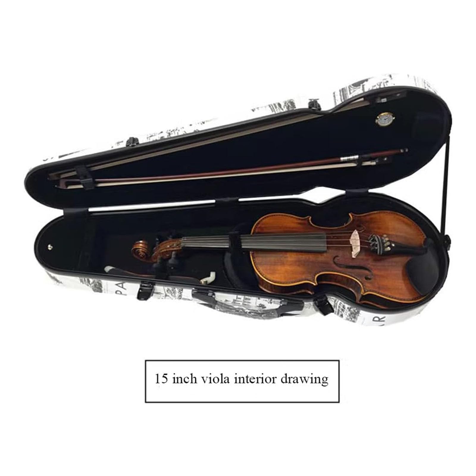 NILoykg& Estuche para viola de fibra de carbono ligero, almohadilla de cuello ajustable con velcro para tamaños de 15 a 17 pulgadas, forro grueso,asa resistente y correas traseras,C