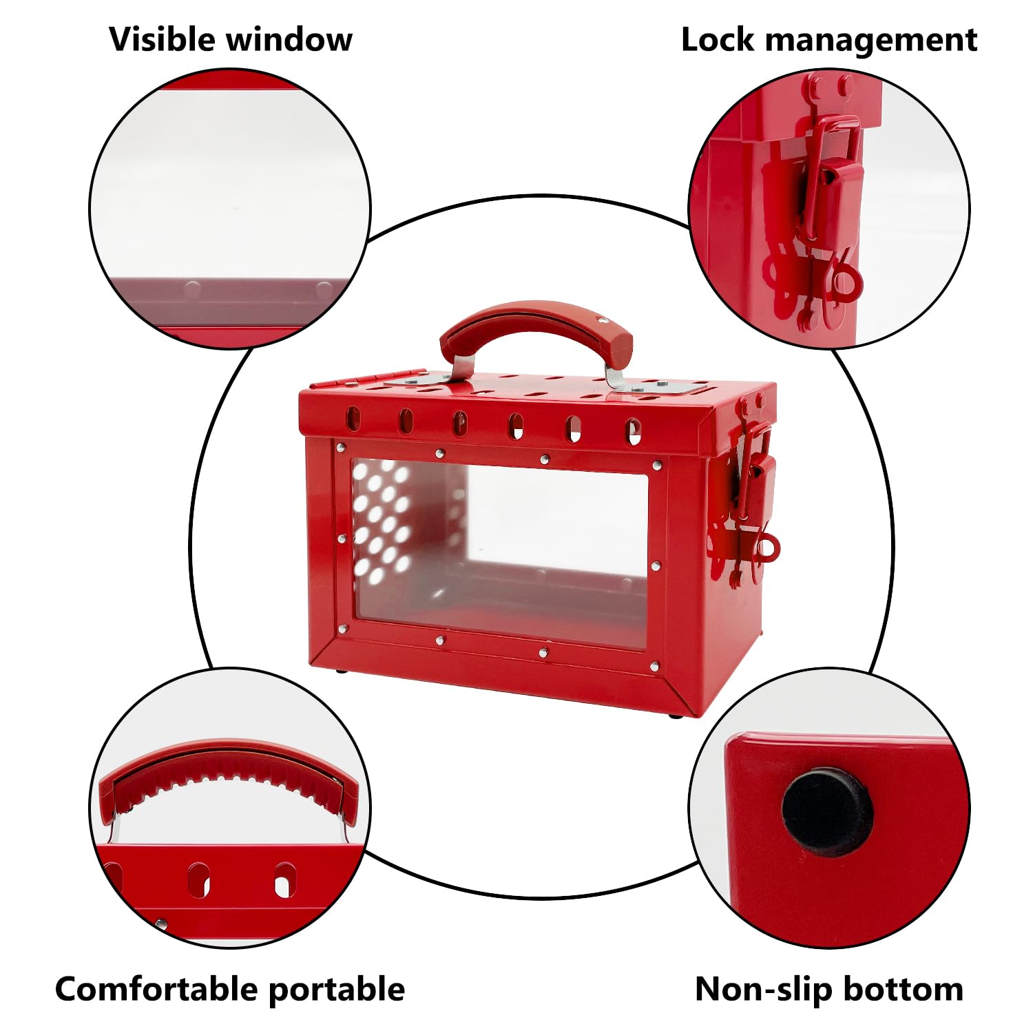 SAFBY Kit de caja de bloqueo portátil de seguridad con 1-7 cerraduras Loto Lock Out Tag Out (1 caja Loto con 1-7 cerraduras)