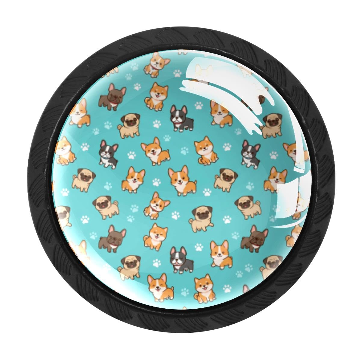 Heoeh Multi 9 4 Pcs Kitchen Cabinet Knobs, Corgi Pugs Paws Drawer Knobs Dresser Handles