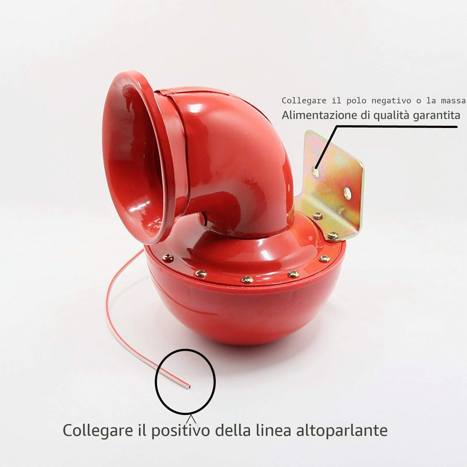 Car Horn 150db Tromba d'aria elettrico Bull Horn Altoparlante Corno rosso Mucca suono Tromba in metallo Tromba Adatto per qualsiasi veicolo a 12V CamionTreni Barche Motociclette Auto ecc