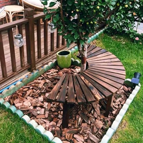 Silla para sentarse en el jardin con diseño semicircular de madera 2