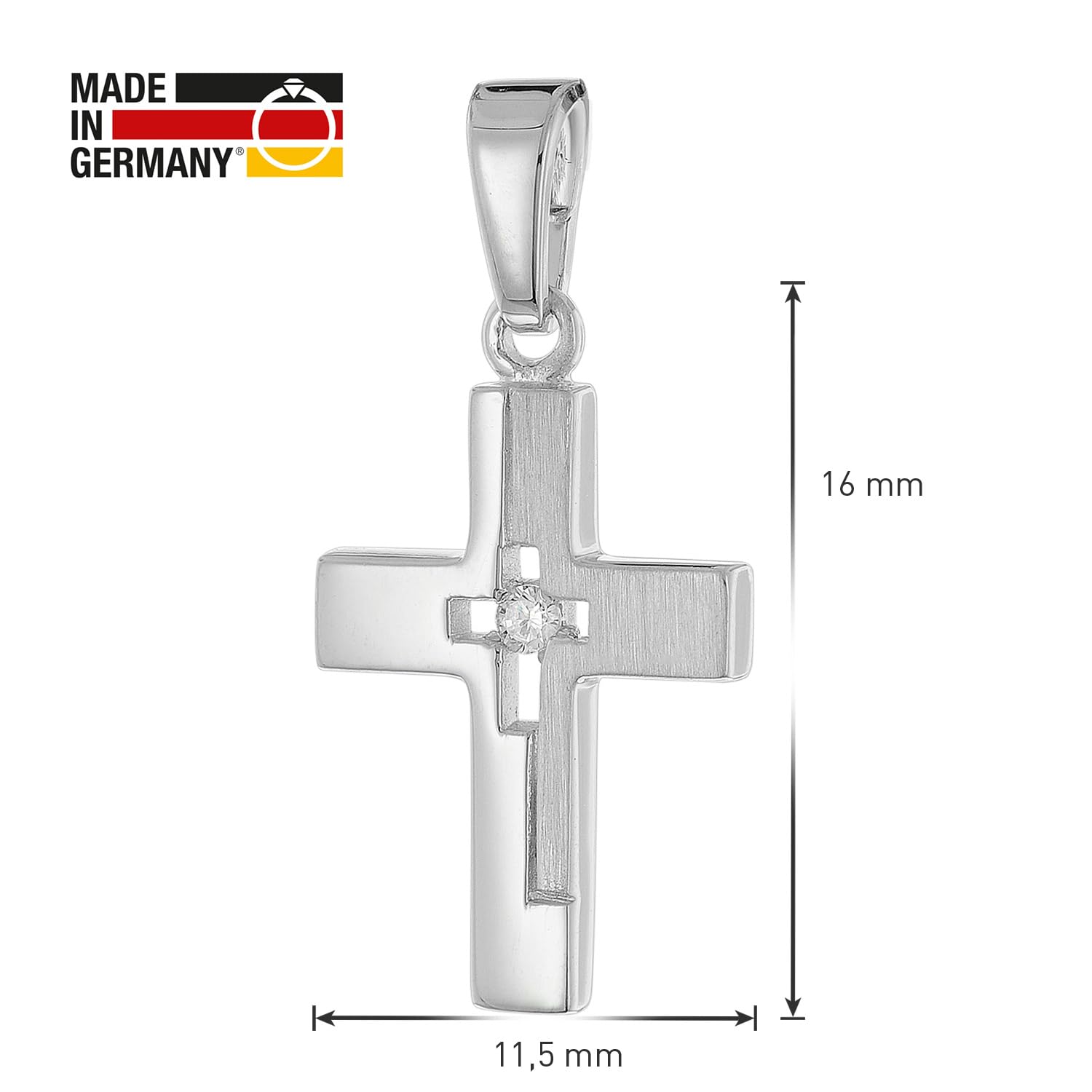 trendor Kinder-Halskette Mit Kleinem Kreuz 925 Silber Rhodiniert 28402 | modisches Schmuckstück für Mädchen und Jungen, elegante Geschenkidee,
