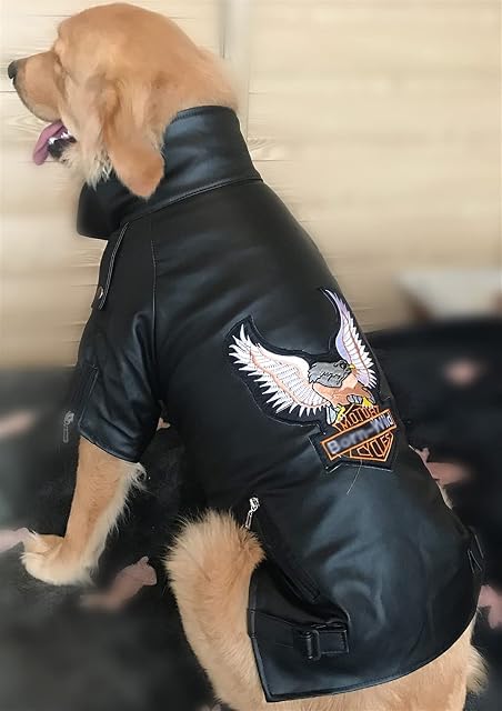 DHGTEP Abrigo de Perro Grande Chaqueta de Cuero de La PU Lujo Suave Perro Parka Abrigo Otoño Invierno…