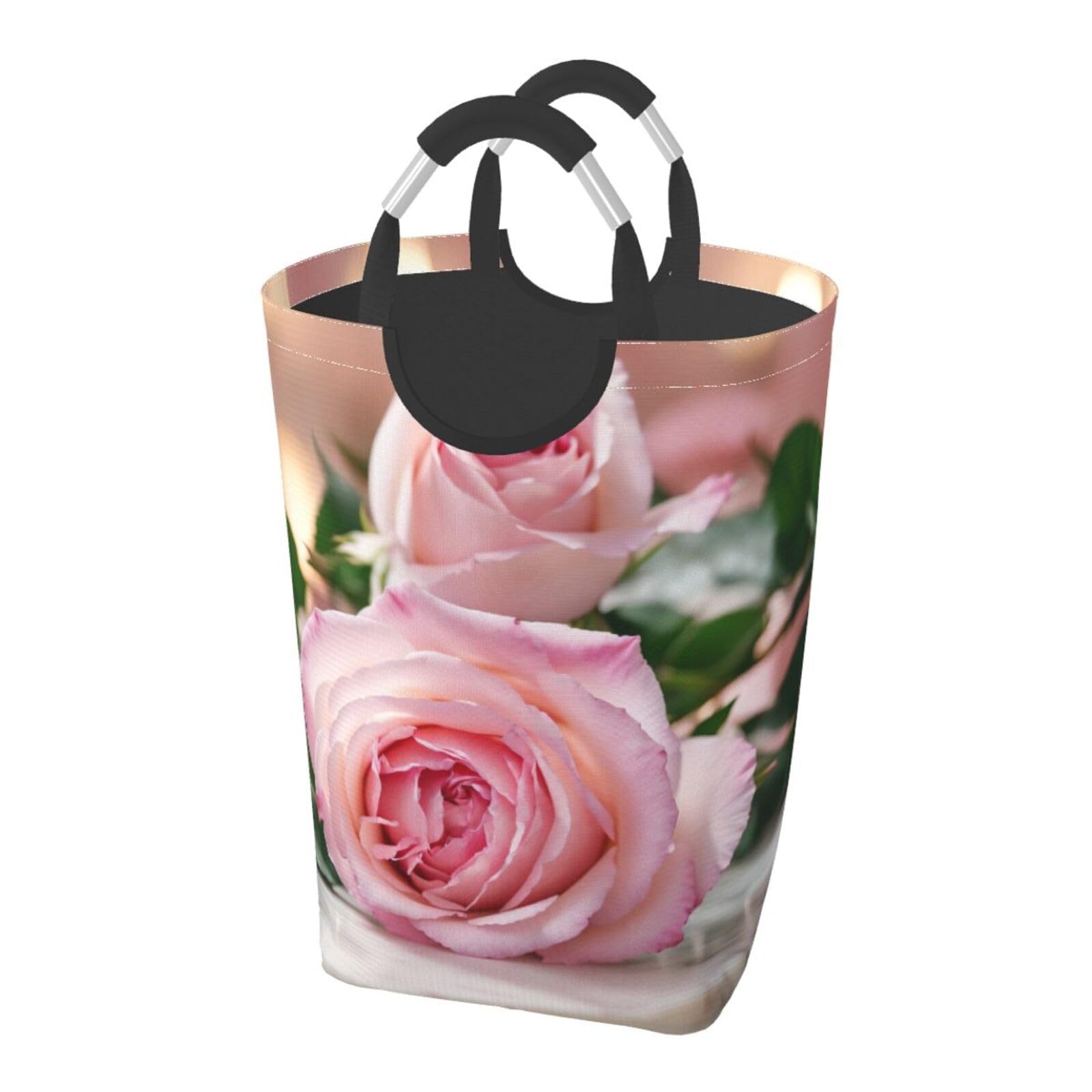 Grand sac à linge pliable grand volume rose motif fleuri