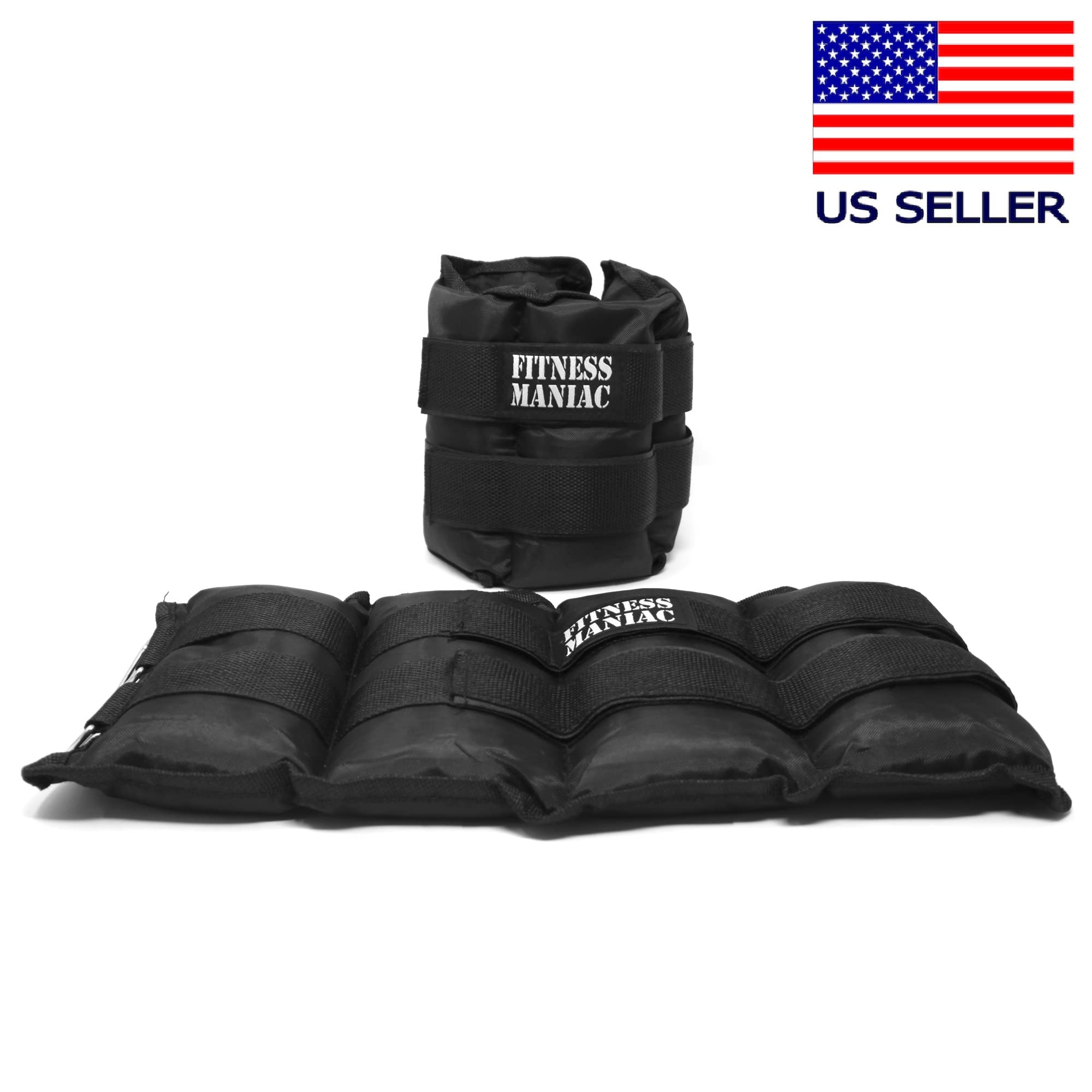 FITNESS MANIAC USA-Knöchelgewichte mit doppelten Gurten, Handgelenk, Beingewicht, für Walking, Joggen, Fitnessstudio, Gymnastik, Aerobic, 4,5 kg, 5,4 kg, 6,4 kg, 7,3 kg