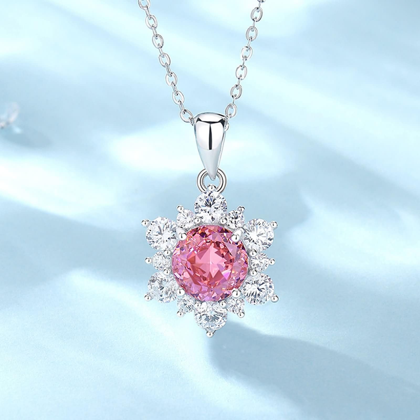 9/14/18 Kt Gold Kette Damen Zart, Lab Grown Rubin Sonnenblumen Anhänger Halskette Echt Gold
