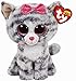 TY 37190 Kiki, Katze mit Glitzeraugen, Beanie Boos, 15cm, grau