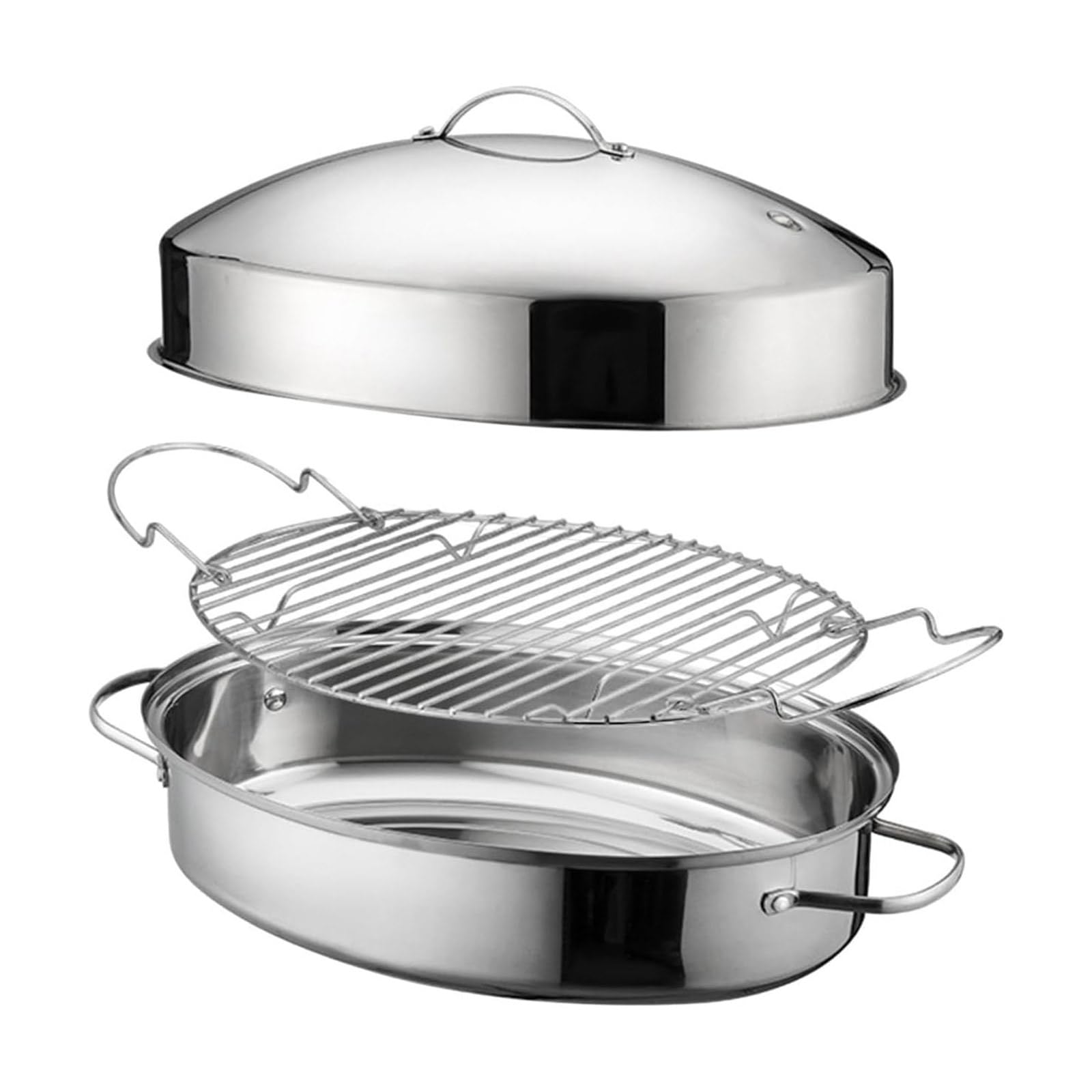 HDOYTXXM Stainless Steel Oval Steamer Stove Friendly Fish Steaming Pots Vegetable Roasting Pan Lid Included Cookware Multipurpose Food Steamer with Lid