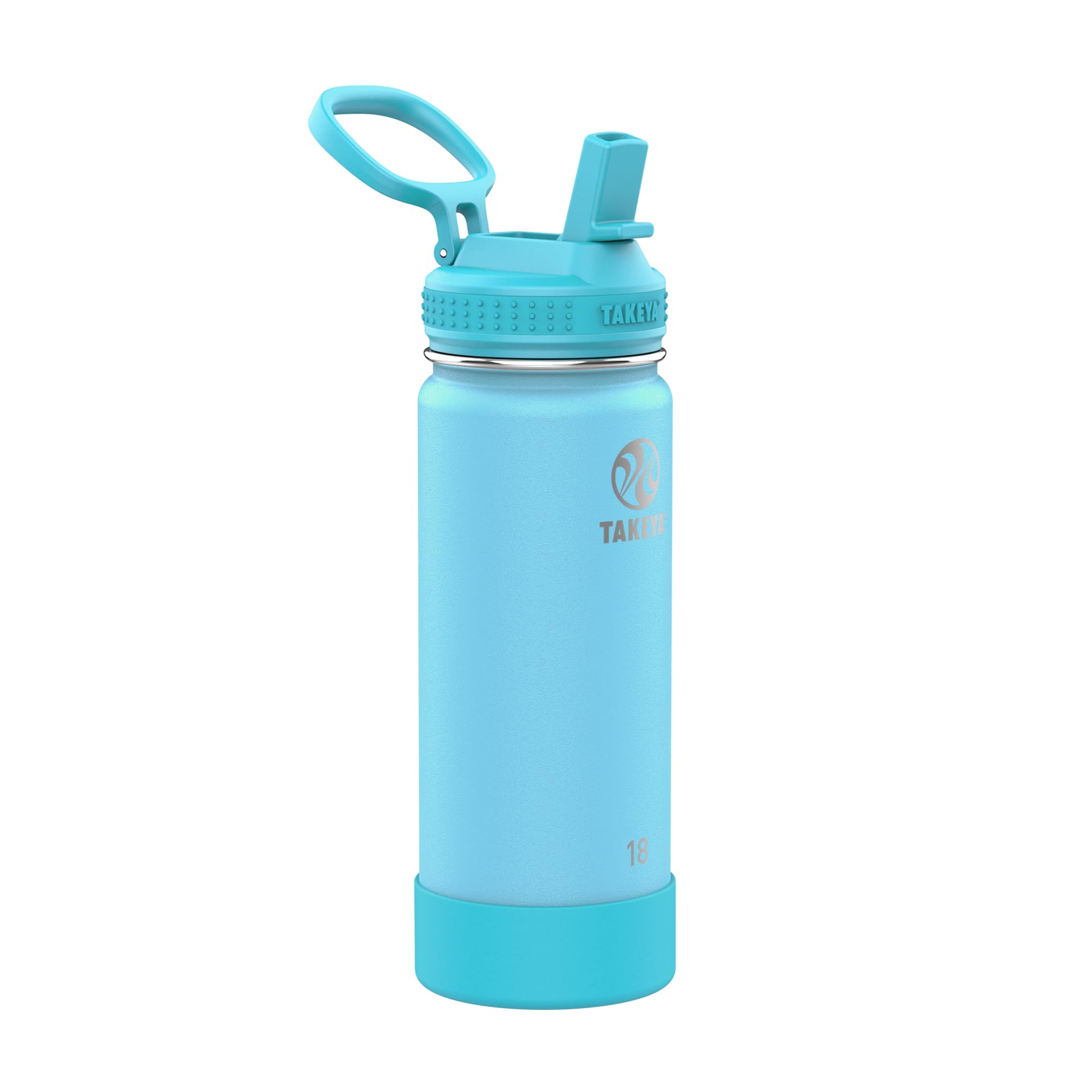 Takeya Actives Kids Glow-in-the-Dark Water Bottle with Straw Lid - Stainless Steel Bottle with BPA-Free Lid - Reusable