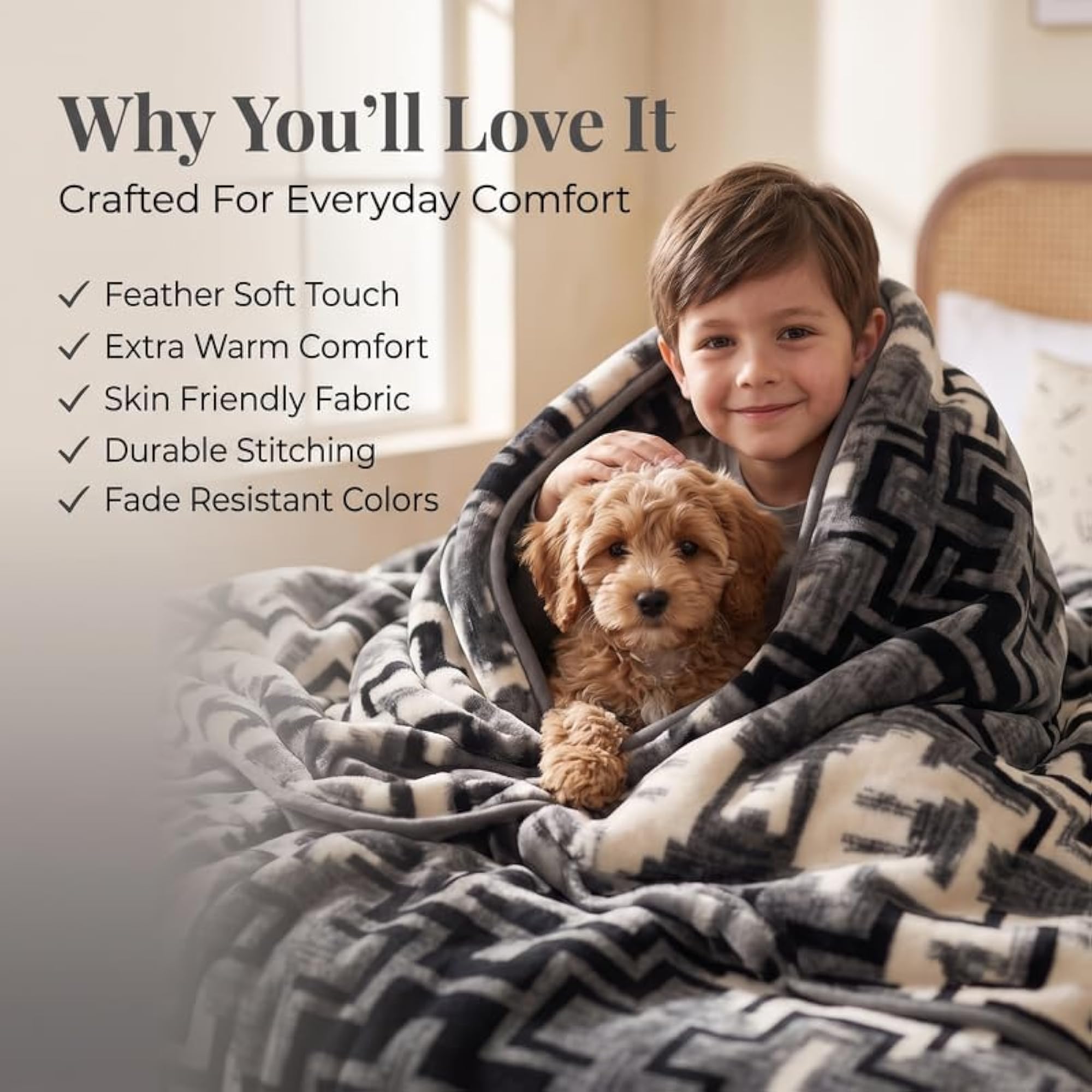 Premium Super Soft Cloudy Printed Mink Single Bed Blanket