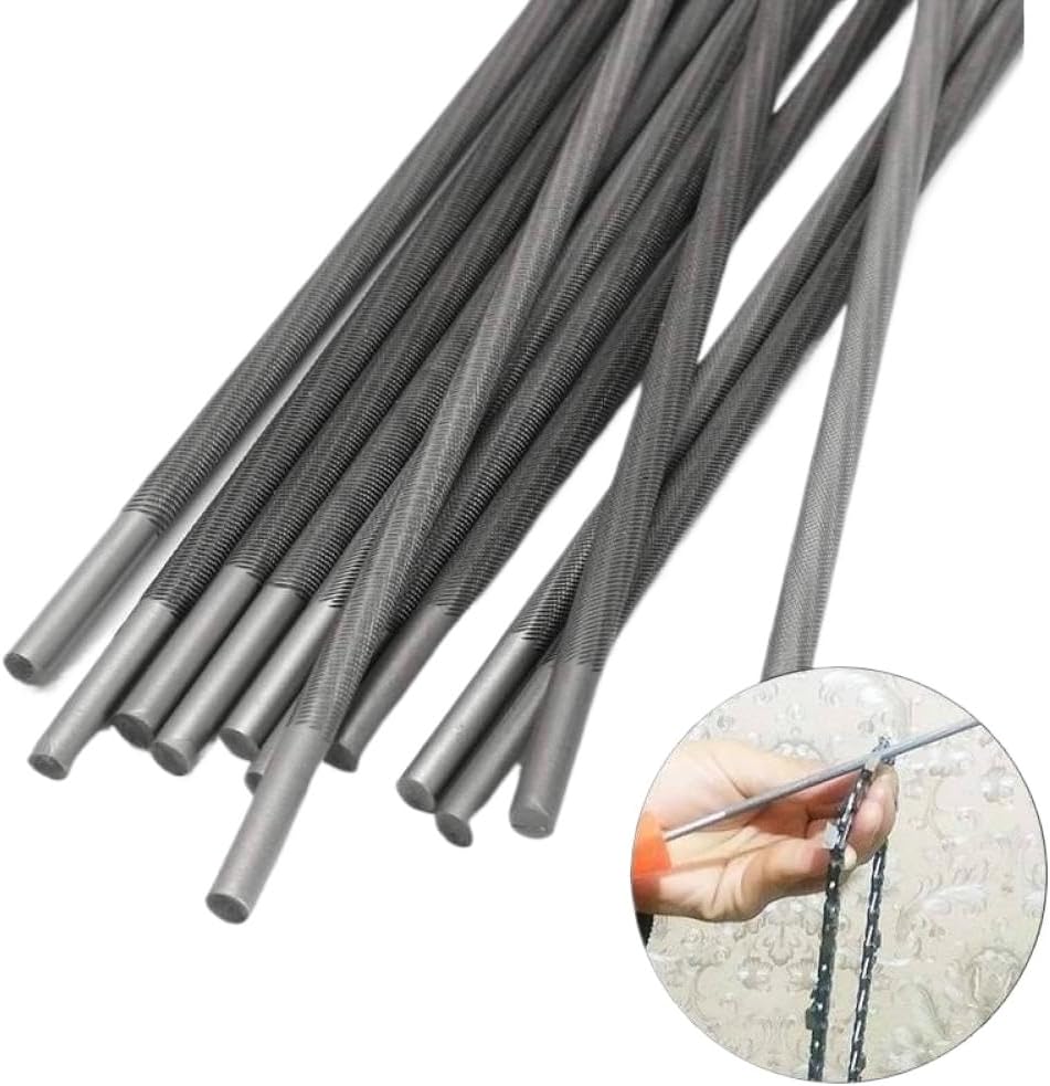 12 Pieces Round Files 4.0mm For Chainsaw Chain Filing Sharpener Compatible With Woodwork Tools