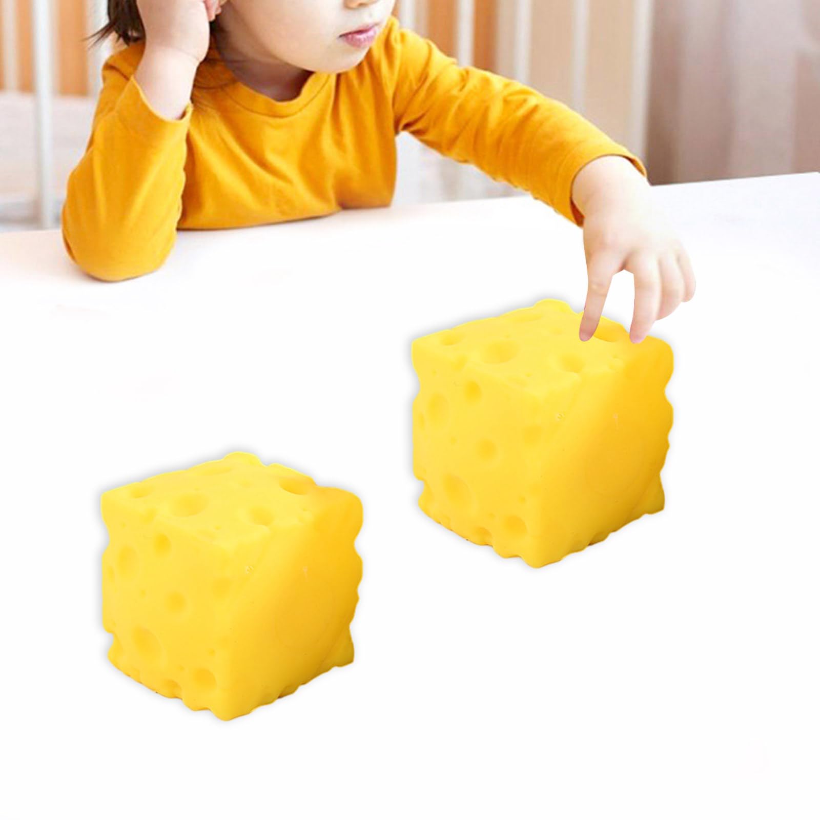Cheese Stress Relief Soft Novelty Toy, Squishy Squeeze Cheese Block, Unbreakable Cheese Figurine Simulation Cheeses Food Squeeze Toy, 1.97 Inch Squishy Cheeses Stress Ball — view 8