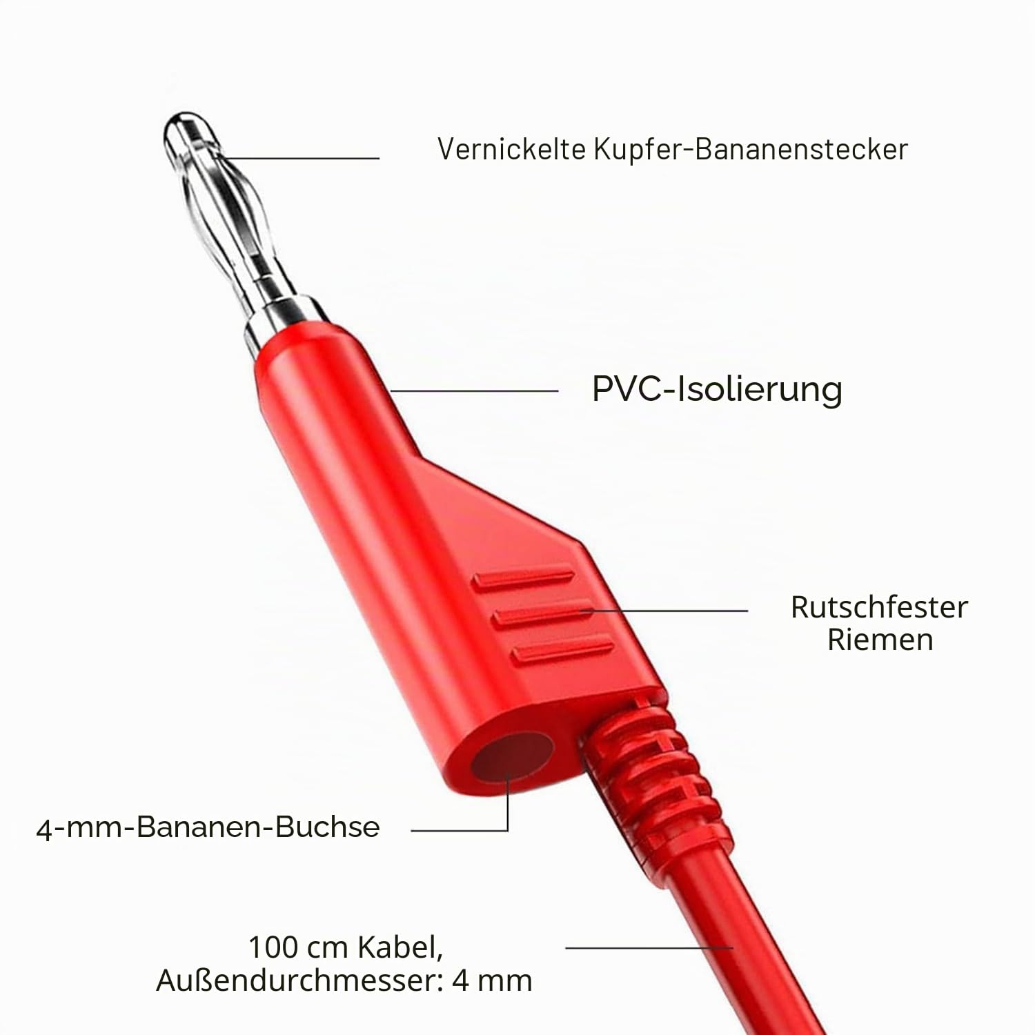 30 Stück Bananenmultimeter-Prüfkabel-Set Stapelbares 4mm Bananenstecker-Prüfkabel mit isolierten Krokodilklemmen, Kabelschuhen, rückseitigen Prüfstiften und 10 auswechselbaren Nadeln