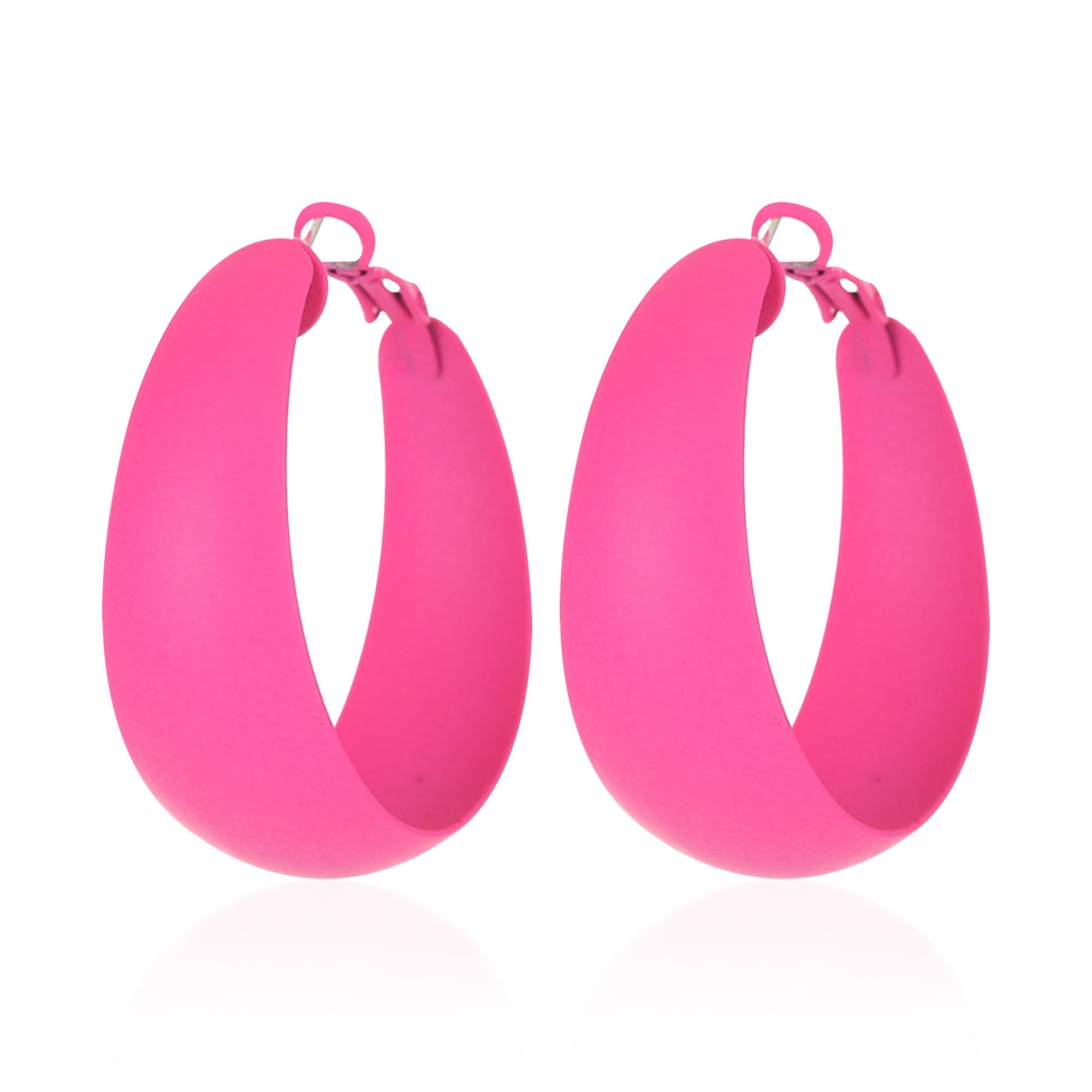 Just Follow Large Matte Round Hoop Earrings Classic Retro Geometric Lightweight Neon Multicolor Color Pierced Circle Earrings for Women Wedding