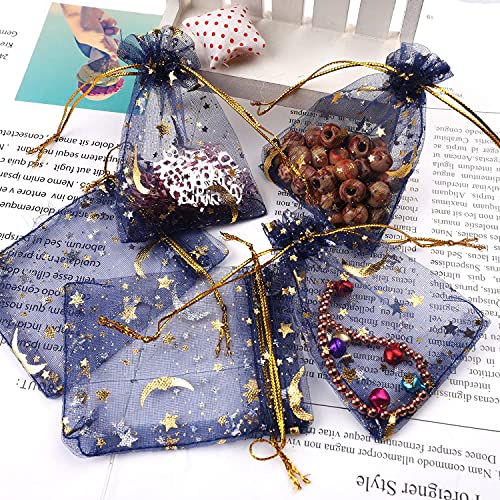 Sumaju C3200K-11-N 100 Pieces Moon Star Organza Jewelry Candy Bags, 2.7X3.5 Inch Random Color Organza Pouch Small Gift Bags thumb #4