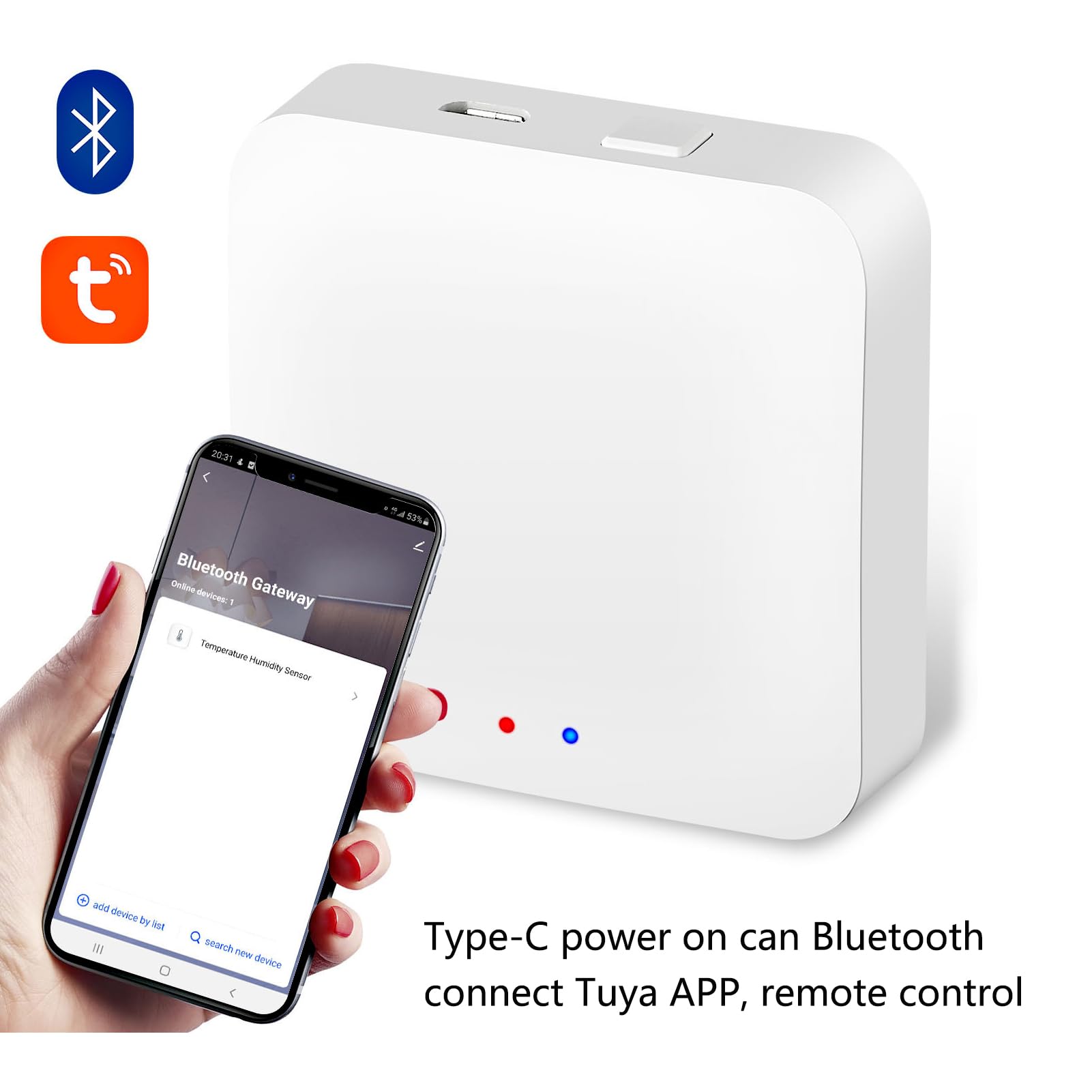 Tuya Gateway, Smart Life App Control, Tuya Bluetooth Gateway conecta cualquier dispositivo inteligente Tuya compatible a tu red Wi-Fi para desbloqueo remoto