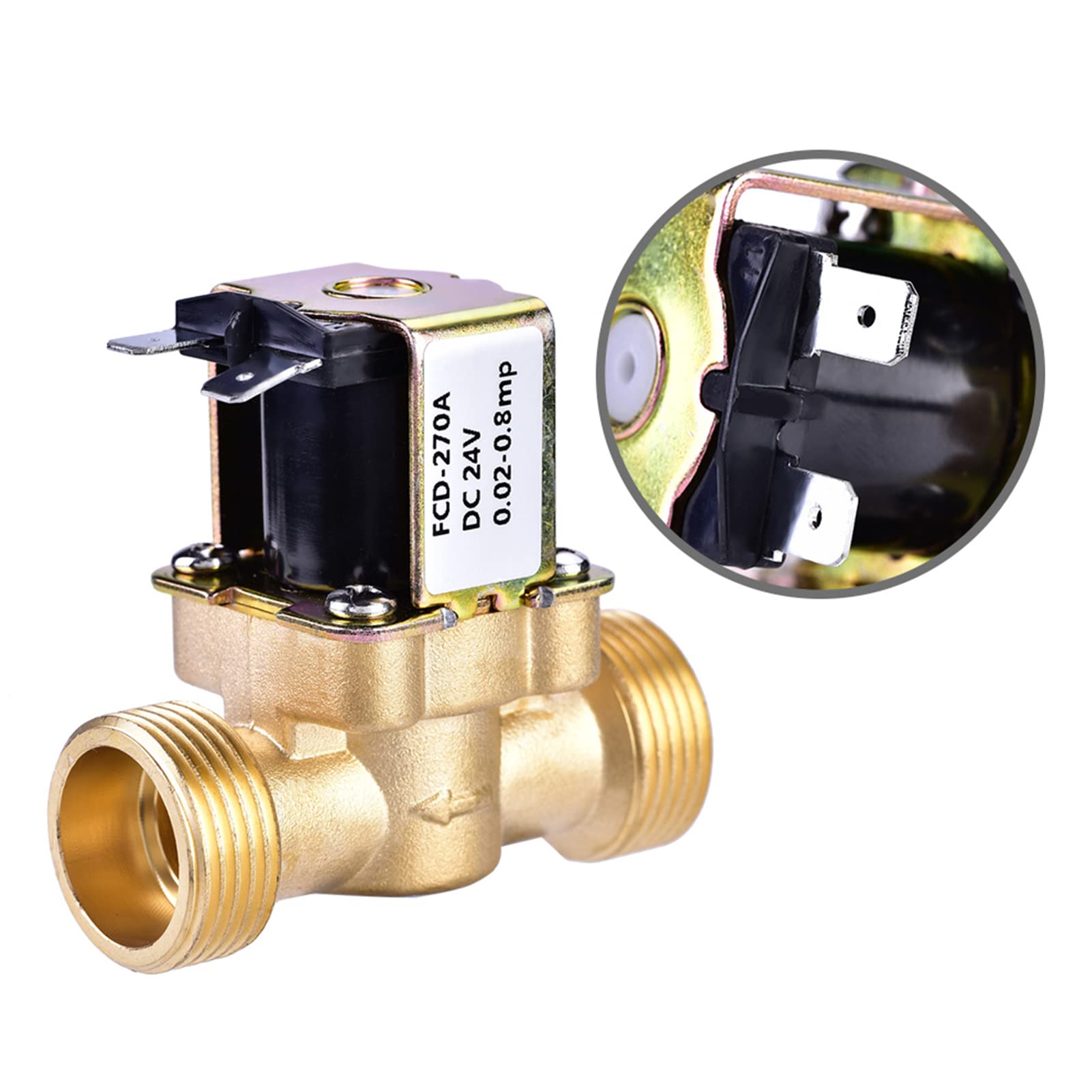 Artillery Electrovanne, 3/4" DC 24V Normalement Fermé En Laiton Électrique Electrovanne pour Le Contrôle de L'eau Vannes de Commutation de Débit pour Le Contrôle de L'eau, Vanne solénoïde d'eau