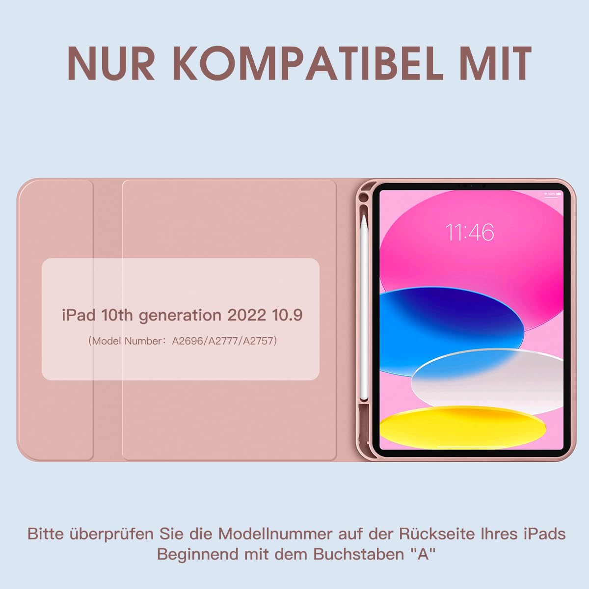 Laetass Hoesje Met Toetsenbord Voor IPad 10e Gen 10.9" 2022 - Magnetisch, Duitse QWERTZ, Geel