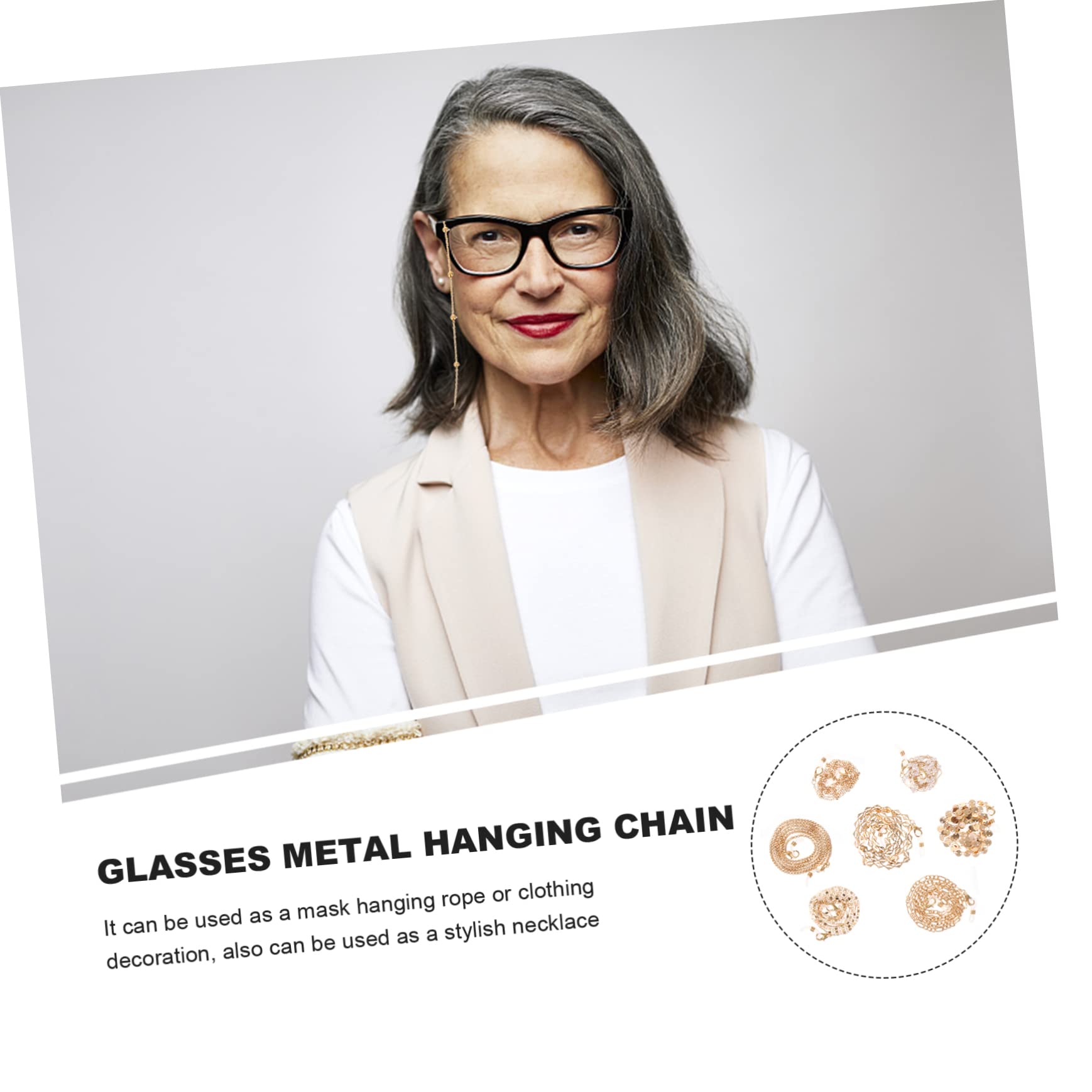 Beavorty Cadena Para Gafas Cadena Para Collar Llave De Plata Cordón Para Gafas Cadenas Para Gafas Cadena Para Gafas De Acero Inoxidable Cadena Dorada Para Cubrir La Cara