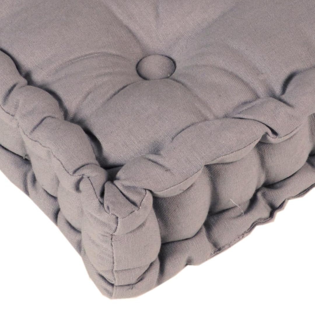 Atout Ciel Lot de 4 Coussins de Sol 40x40cm avec Anse contrastée, Gris