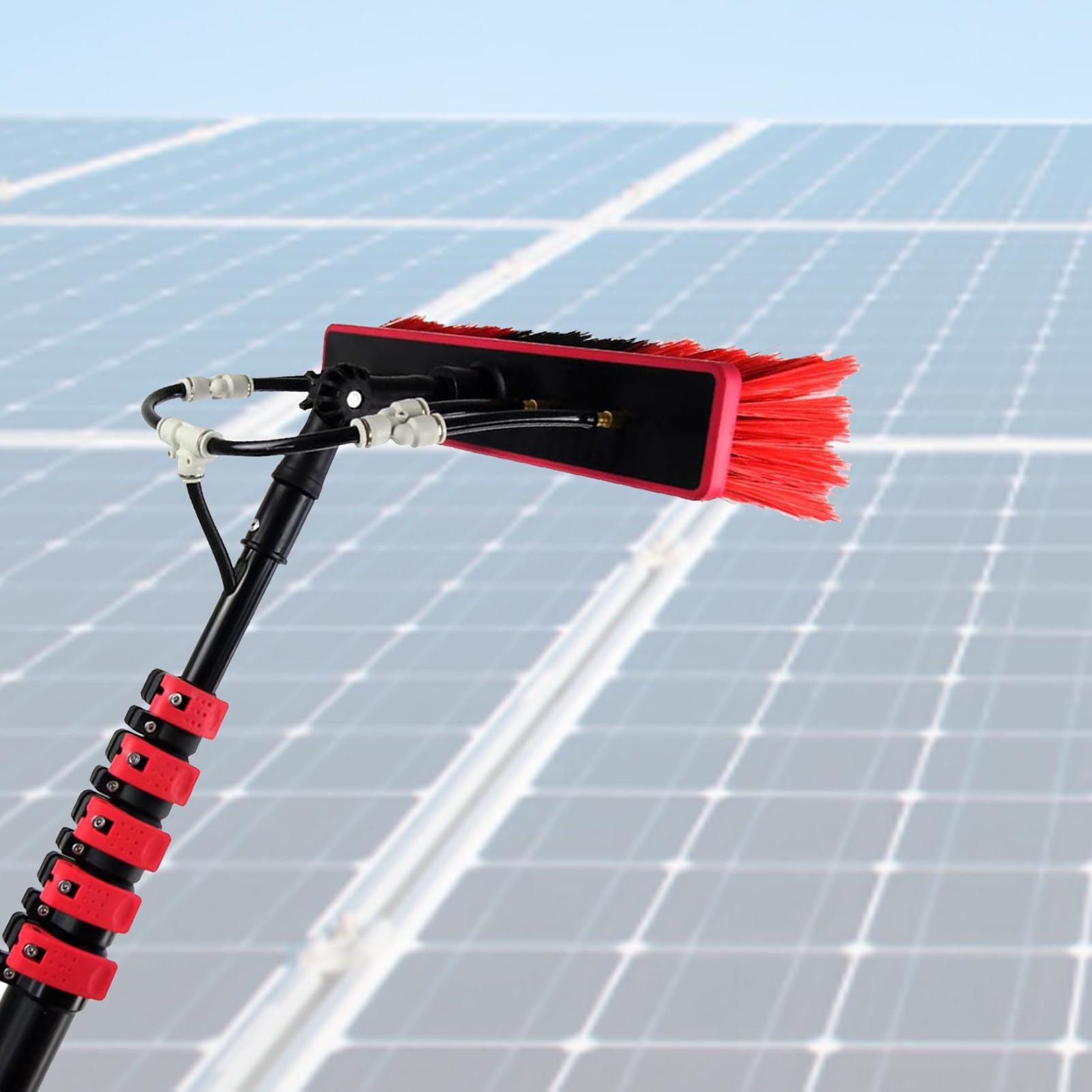 GYEQXKT Solar Panel Cleaning Tool, 35cm-6m Extendable Water-fed Window & Roof Cleaner, Perfect for Photovoltaic Panel Maintenance and Veranda Roof Cleaning