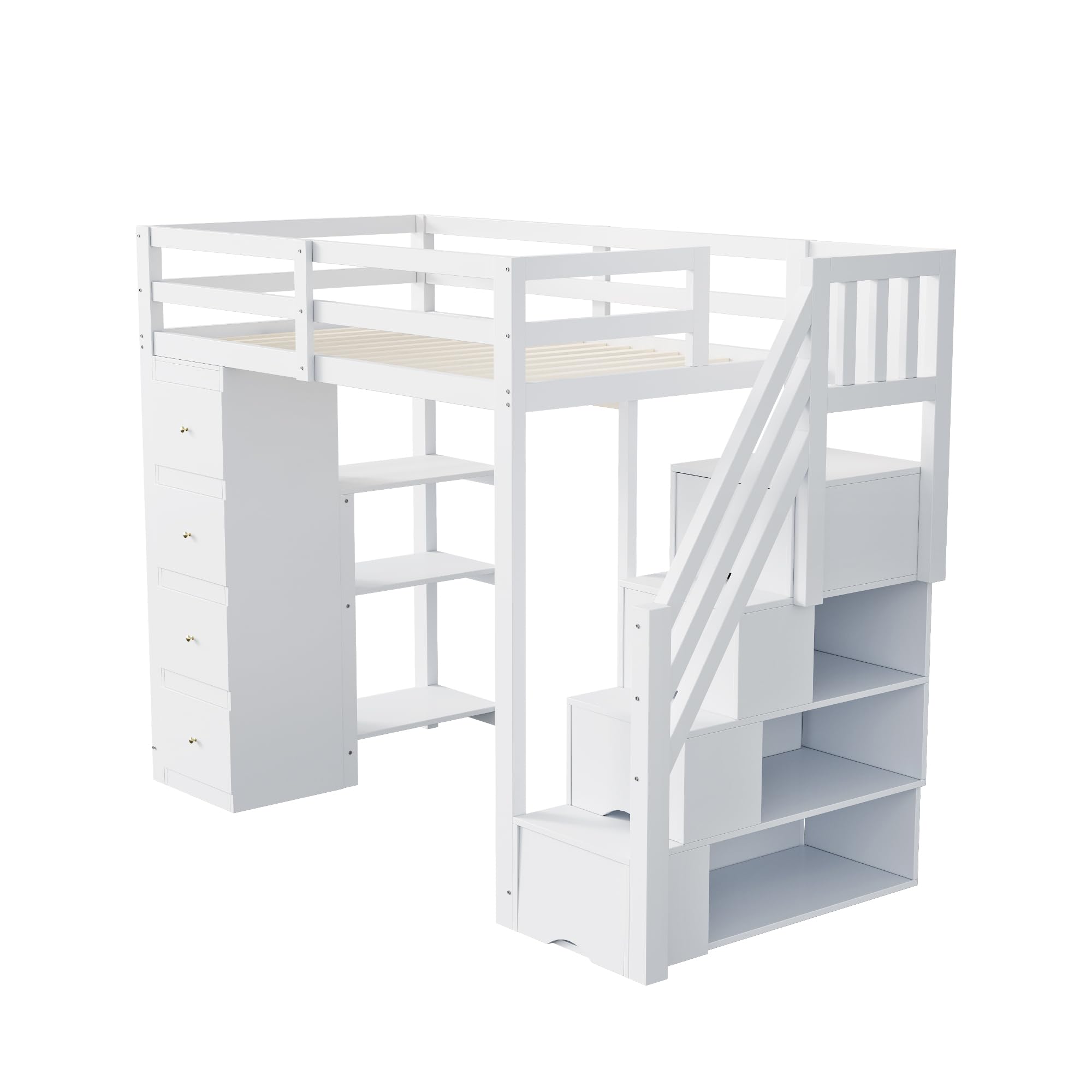 Merax Hochbett 90x200cm Mit Schublade - Multifunktional Mit Regal