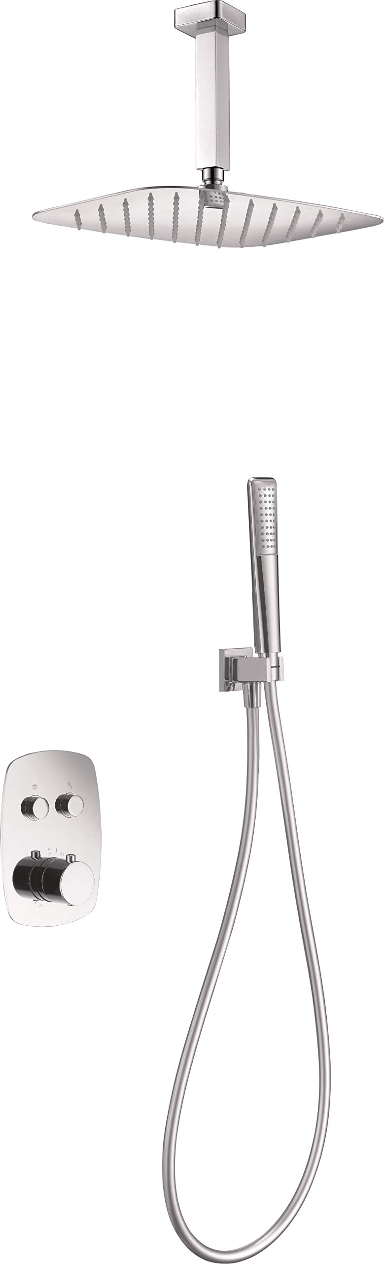 MIice - Conjunto kit sistema termostático de ducha de 2 vias - empotrado de techo - Griferia baño color Cromo GPF036